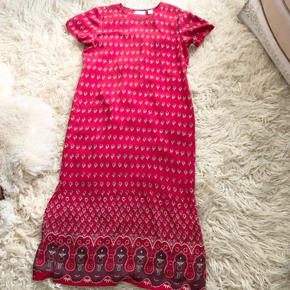 Nordstrom | Red Black Maxi Dress Floral Print Slit Large Paisley Print - Picture 2 of 11